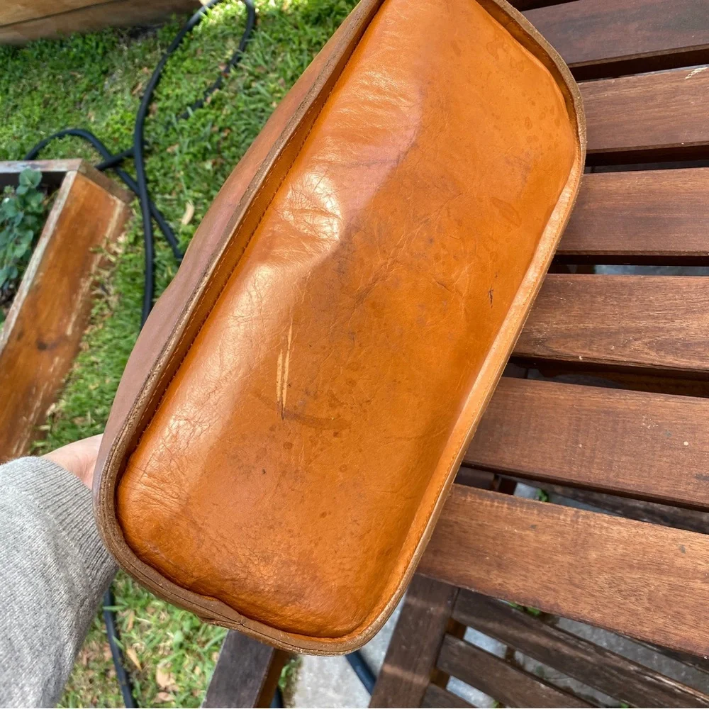 LALUCCA rebeka dome satchel bag purse cognac leather